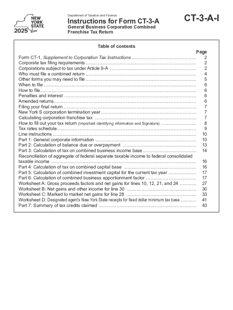 Instructions for Forms CT 3 a General Business Corporation Combined Franchise Tax Return Tax Year
