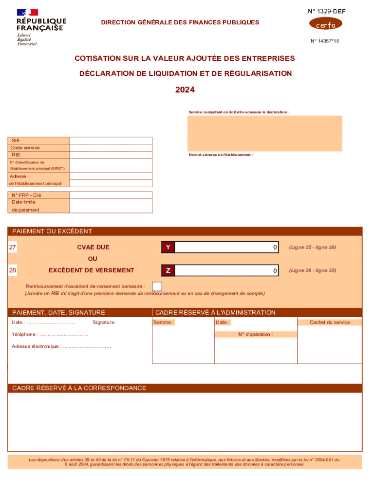 French VAT Enterprise Contribution Declaration  Form