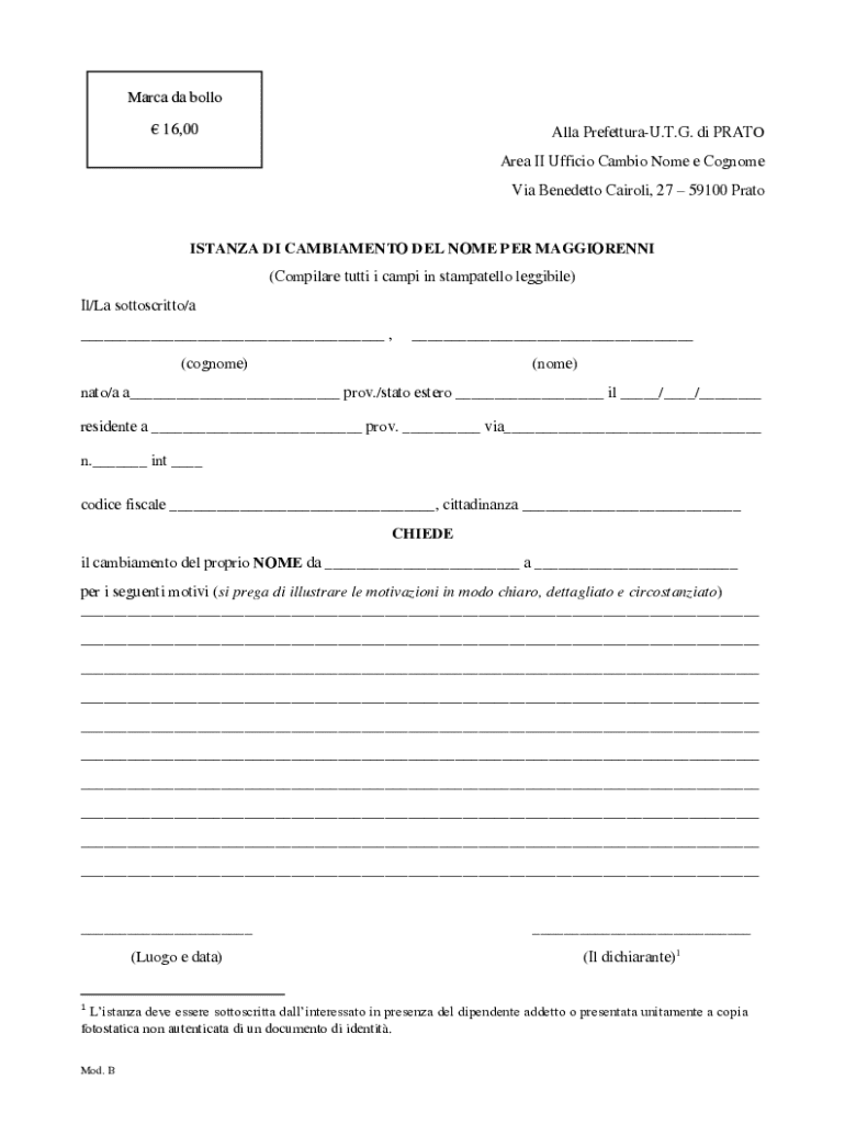 Name Change Request for Adults  Form