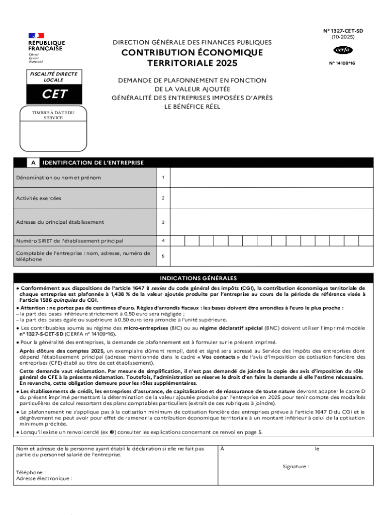 French Economic Contribution Territorial Form 1327 CET SD