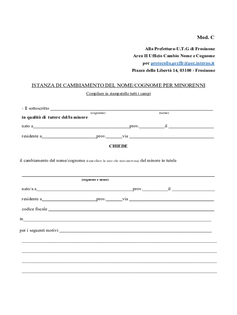Minor Name Change Request  Form