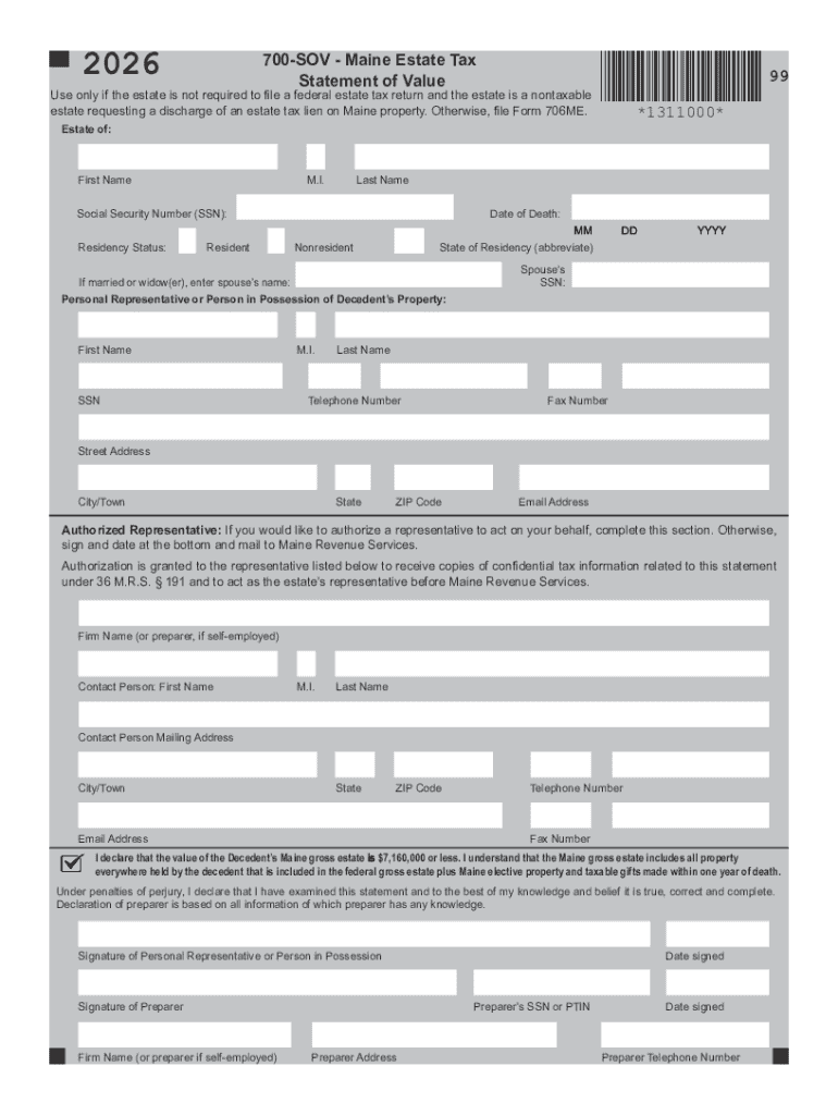  Clear Print 700 SOV Maine Estate Tax Statem 2026