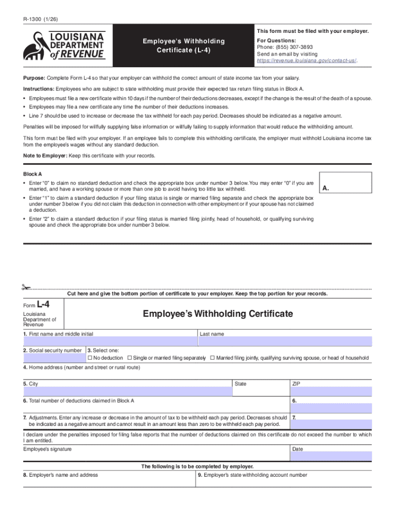 R 1300 Employee's Withholding Certificate L 4  Form