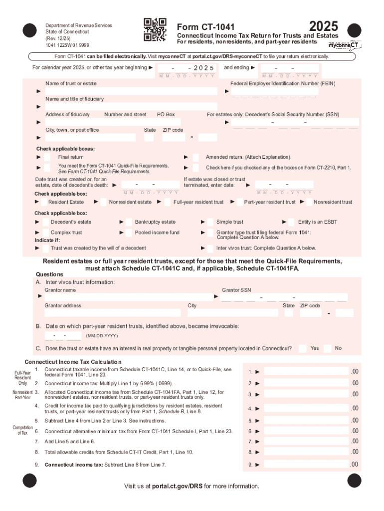 Connecticut Income Tax Return for Trusts and Estates  Form