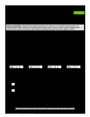 PC068 1004 Print ROOFING INSTALLATION INFORMATION and CERTIFICATION for REDUCTION in RESIDENTIAL INSURANCE PREMIUMS NOTICE to HO