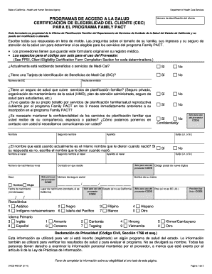 Family Pact Application  Form