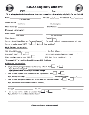 Eligibility Affidavit Form