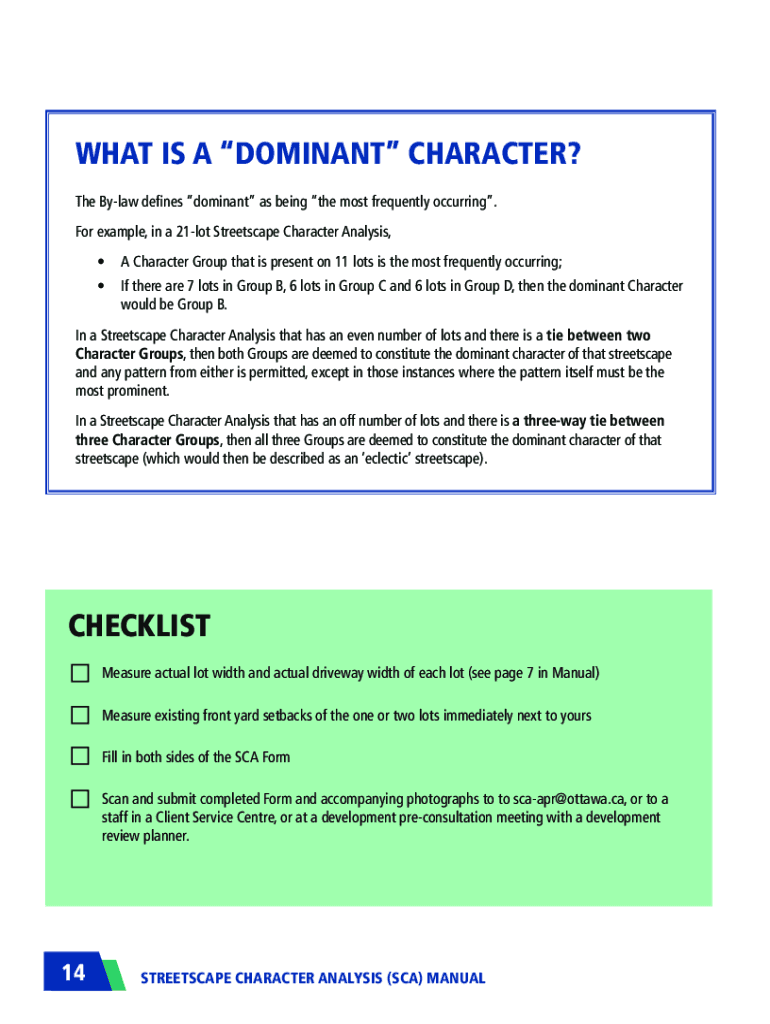 Streetscape Character Analysis  Form
