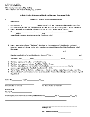 Affidavit of Affixture Utah  Form