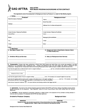 Sag Background Actors  Form