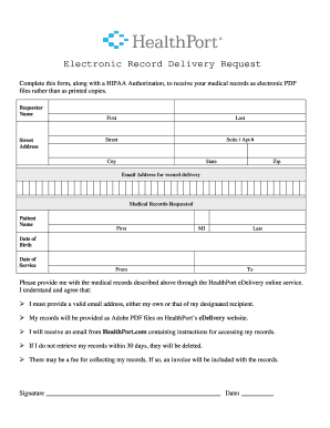 Healthport EDelivery Request Letter Wellstar  Form