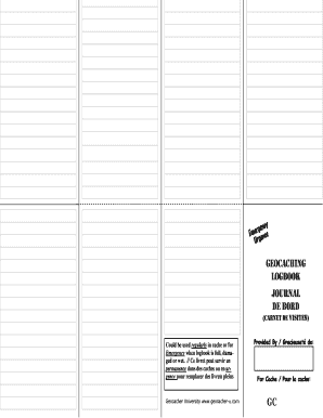 Geocaching Logbook PDF  Form