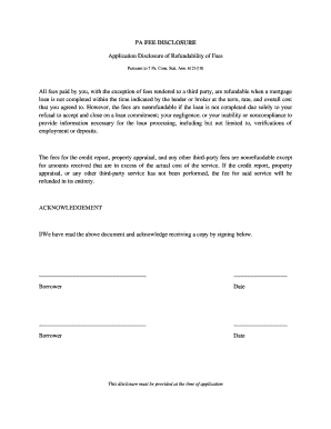 PA FEE DISCLOSURE Application Disclosure of REMN Wholesale  Form