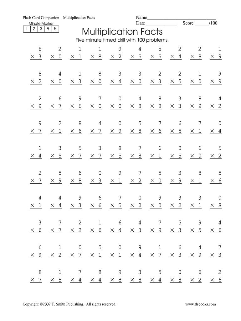 Multiplication Drills PDF  Form