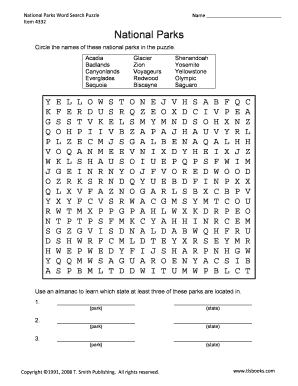 National Park Puzzle Pages Printable  Form