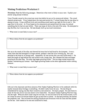 Making Predictions Worksheet 1 Answer Key  Form