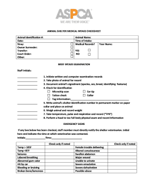 Stray Animal Intake Form