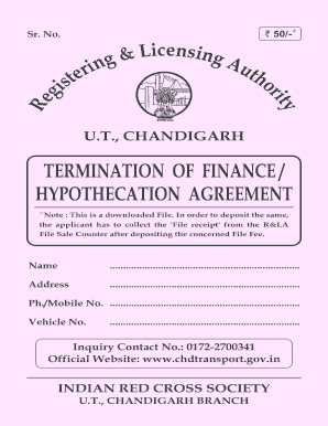 Termination of Finance Hypothecation Agreement Chandigarh PDF  Form