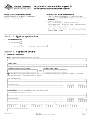 Concessional Spirit Permit  Form