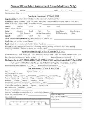 Care for Older Adults Assessment Form