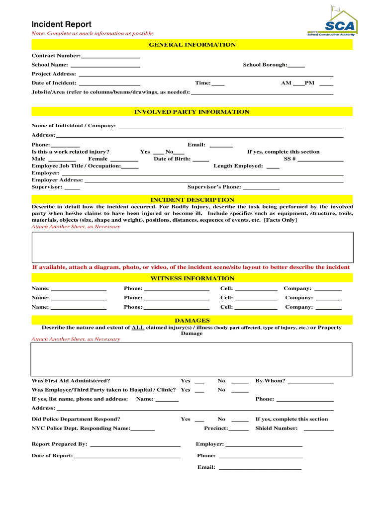 Incident Report N0262284 DOC;1  Nycsca Org  Nycsca  Form