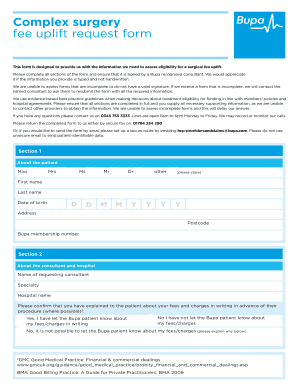 Bupa Uplift Form