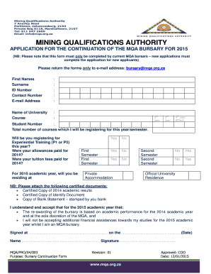 Mqa Bursary  Form