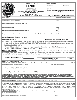 Deltona Fence Permit  Form