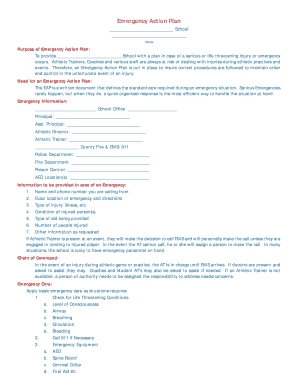 Emergency Action Plan Emergency Action Plan Wvssac  Form