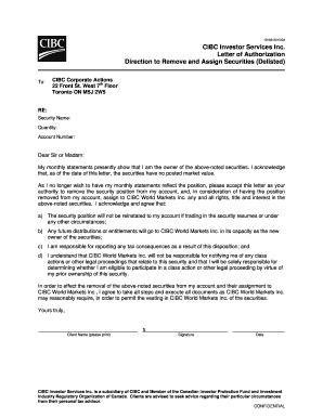 Cibc Letter of Direction  Form