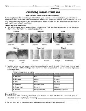 Observing Human Traits Lab  Form