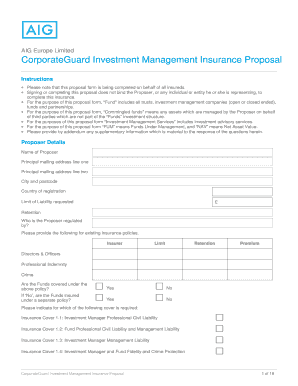 AIG Proposal Form CorporateGuard Investment Management