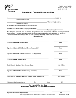 Annuity Owner Transfer Request AAA Life Insurance Company  Form
