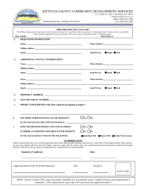 Kittitas County Preliminary Site Analysis Fee Form