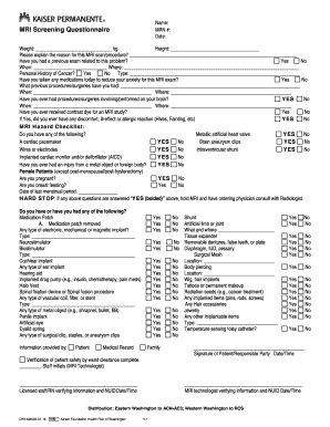 Kaiser Permanente Radiology Imaging Request Form