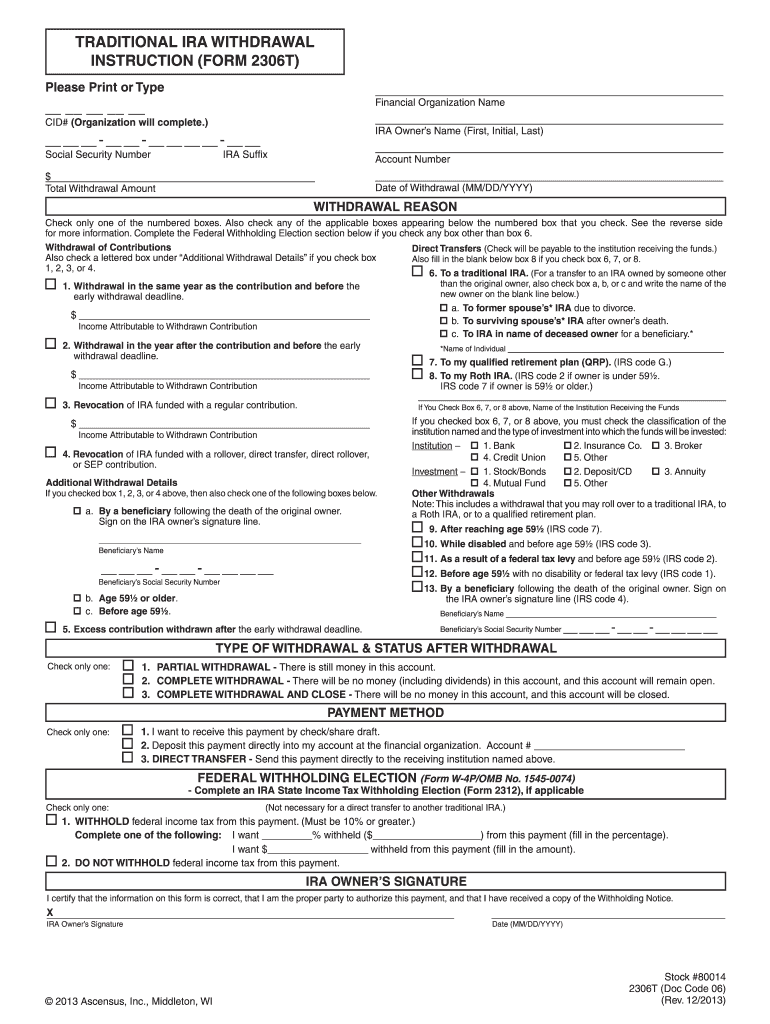 Traditional Ira Withdrawal Instruction Form 2306t  Americas  Uecu