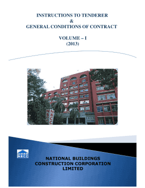 Instructions to Tenderers &amp; General Conditions of Contract NBCC  Form