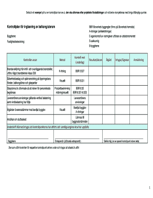 Kontrollplan  Form