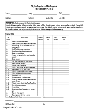  Firefighter Skill Sheet Template 2013-2024