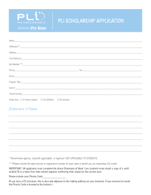 Pli Scholarship  Form