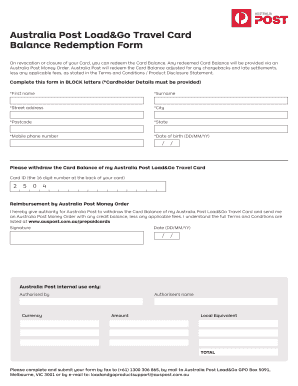 Load and Go Balance  Form