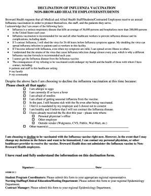 Flu Consent and Declination Form Broward Health Browardhealth