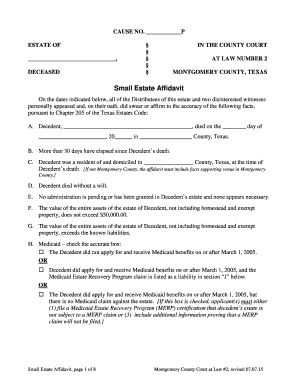  Small Estate Affidavit Texas 2015