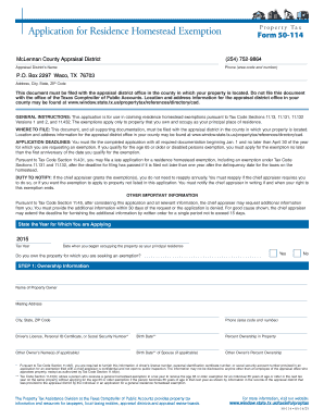 Application for Residence Homestead Exemption McLennan Mclennancad  Form