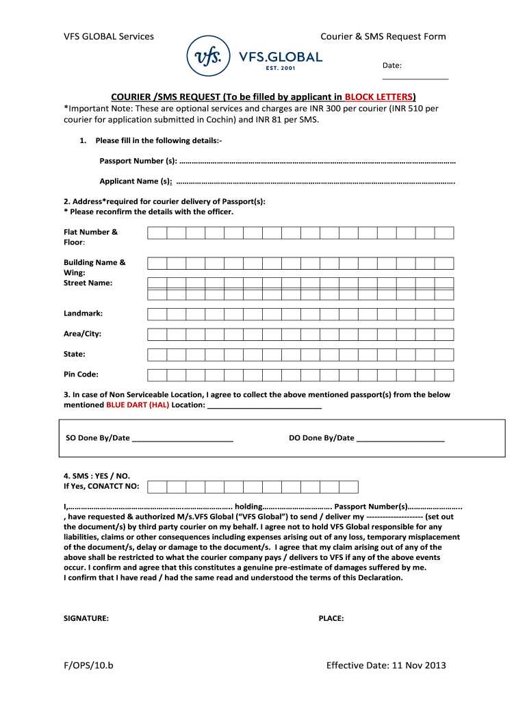 Vfs Courier Form Filled Sample