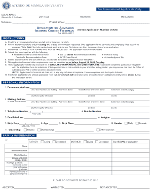 Ateneo Application  Form