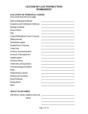 Letter of Last Instruction Template  Form