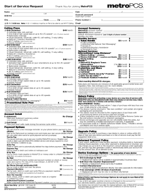 Metropcs Start of Service Form