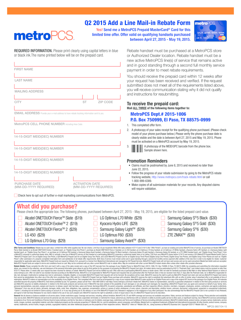 Metropcs Rebate  Form