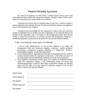 Financial Hardship Agreement  Form